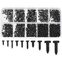 Winfred 1000 Tornillos Pequeños para Madera de Cabeza Plana Tornillos de Acero Surtido- Tornillos Autorroscantes M1 M1.2…